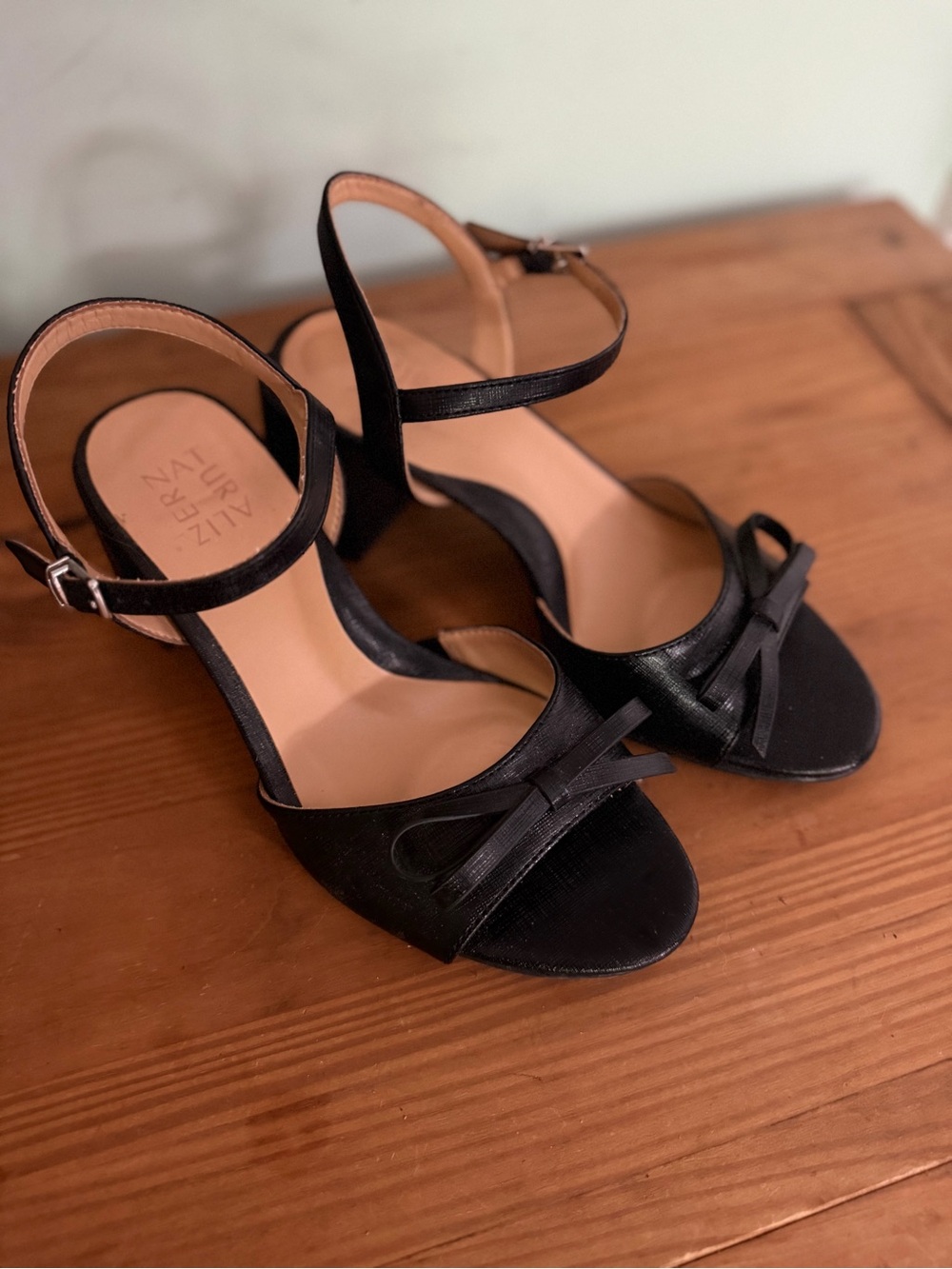 Naturalizer Black Open-Toe Ankle-Strap Heels